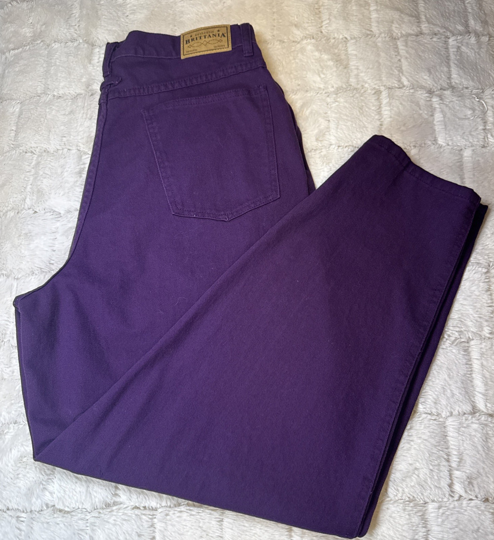 VTG 90's Brittania Puple High Waisted Mom Jeans Tapered Leg Womens 16 x 30 (28)